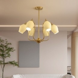 Lampada a sospensione nordica creativa in ferro battuto color rame naturale con stame da soffitto