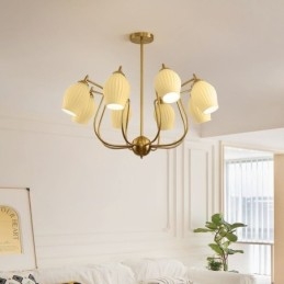 Lampada a sospensione nordica creativa in ferro battuto color rame naturale con stame da soffitto