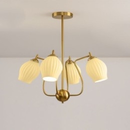 Lampada a sospensione nordica creativa in ferro battuto color rame naturale con stame da soffitto