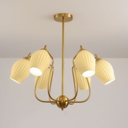 Lampada a sospensione nordica creativa in ferro battuto color rame naturale con stame da soffitto