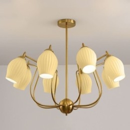 Lampada a sospensione nordica creativa in ferro battuto color rame naturale con stame da soffitto
