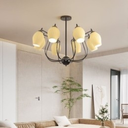 Lampada a sospensione nordica creativa in ferro battuto nero canna di fucile con stame da soffitto