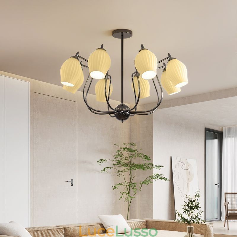 Lampada a sospensione nordica creativa in ferro battuto nero canna di fucile con stame da soffitto