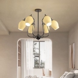 Lampada a sospensione nordica creativa in ferro battuto nero canna di fucile con stame da soffitto