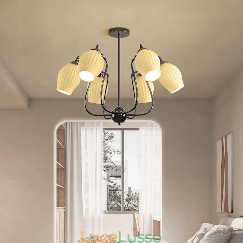 Lampada a sospensione nordica creativa in ferro battuto nero canna di fucile con stame da soffitto