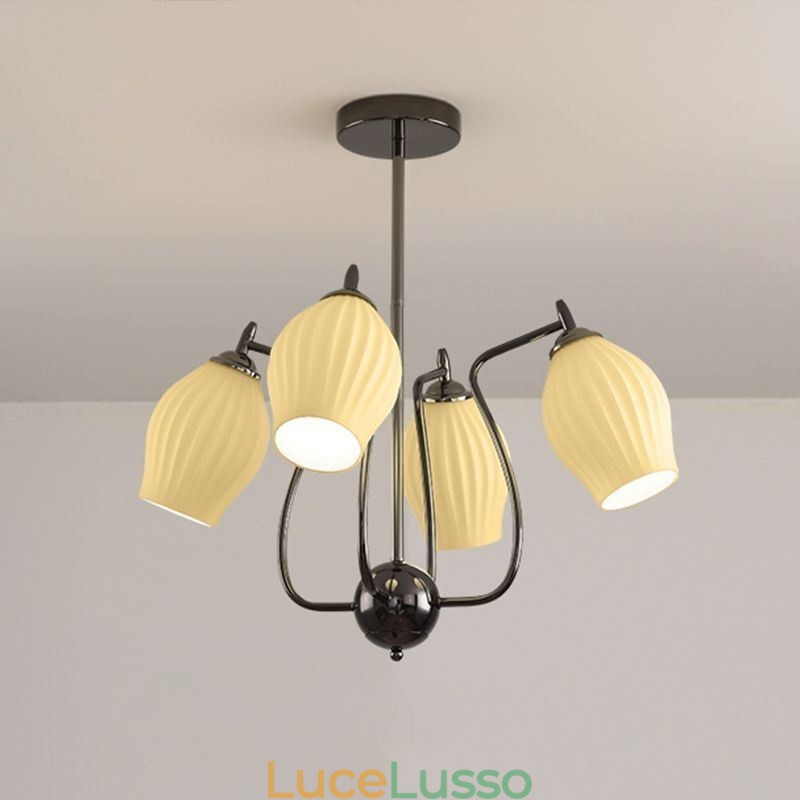 Lampada a sospensione nordica creativa in ferro battuto nero canna di fucile con stame da soffitto