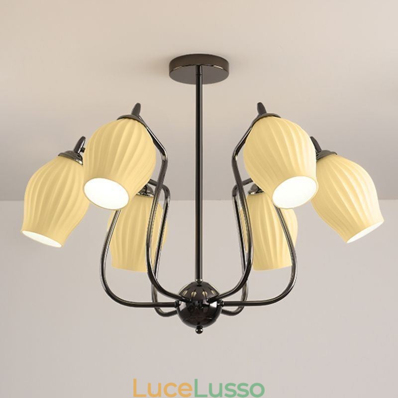 Lampada a sospensione nordica creativa in ferro battuto nero canna di fucile con stame da soffitto