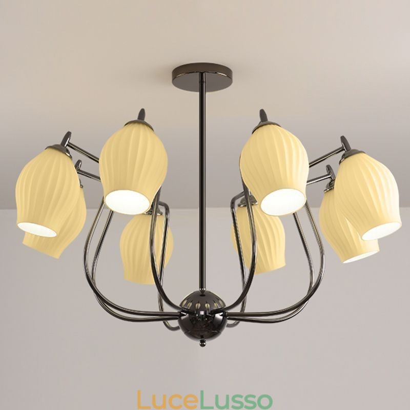 Lampada a sospensione nordica creativa in ferro battuto nero canna di fucile con stame da soffitto
