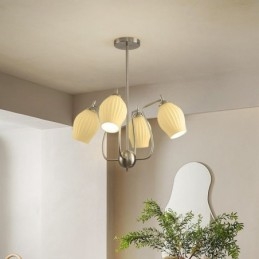 Lampada a sospensione nordica creativa in ferro battuto con stami di fiori in nichel sabbiato