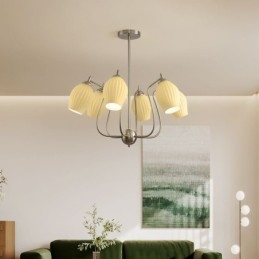 Lampada a sospensione nordica creativa in ferro battuto con stami di fiori in nichel sabbiato