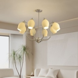 Lampada a sospensione nordica creativa in ferro battuto con stami di fiori in nichel sabbiato