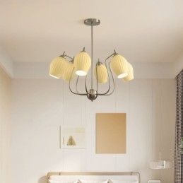 Lampada a sospensione nordica creativa in ferro battuto con stami di fiori in nichel sabbiato