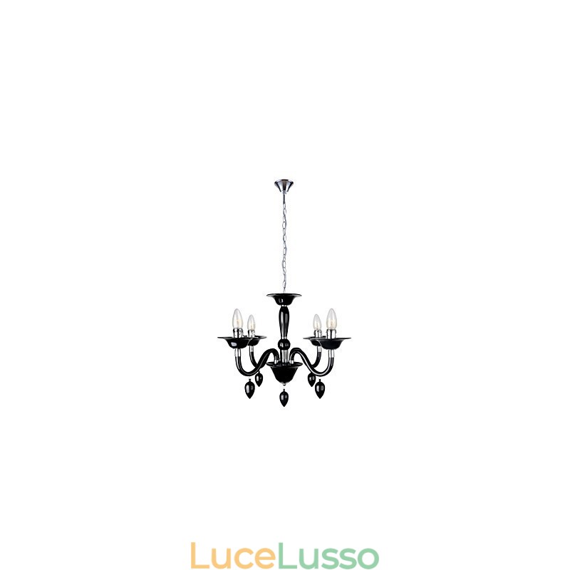 Lampadario moderno nero con 4 luci