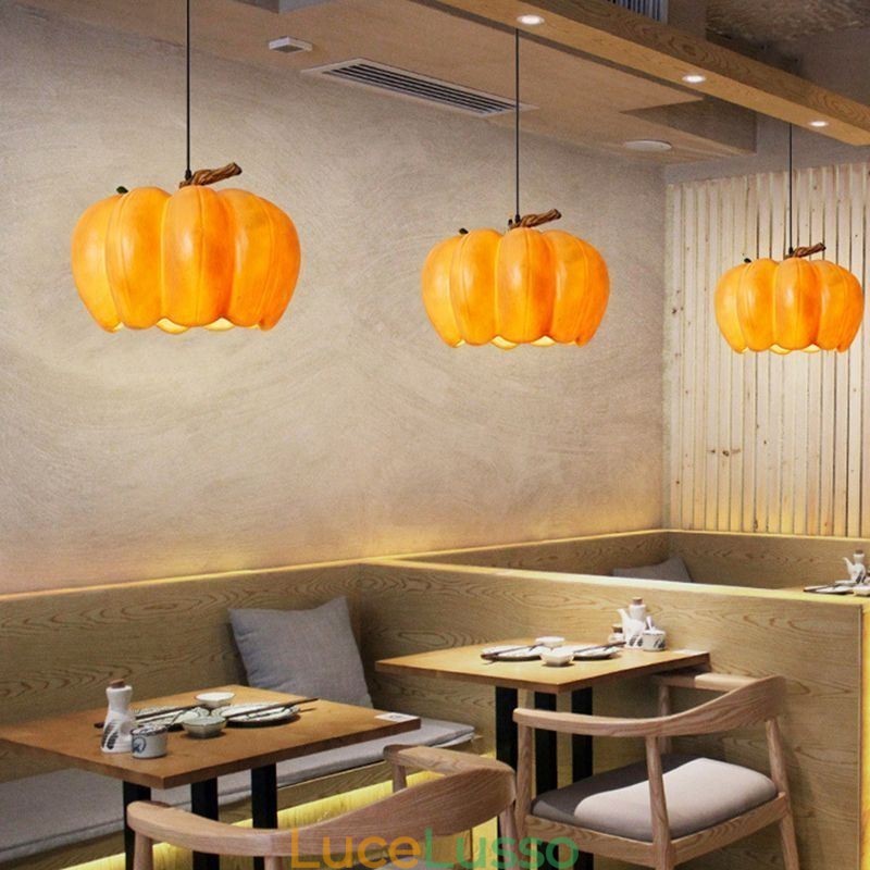 Lampada a sospensione giapponese retrò a forma di zucca, luci da soffitto creative