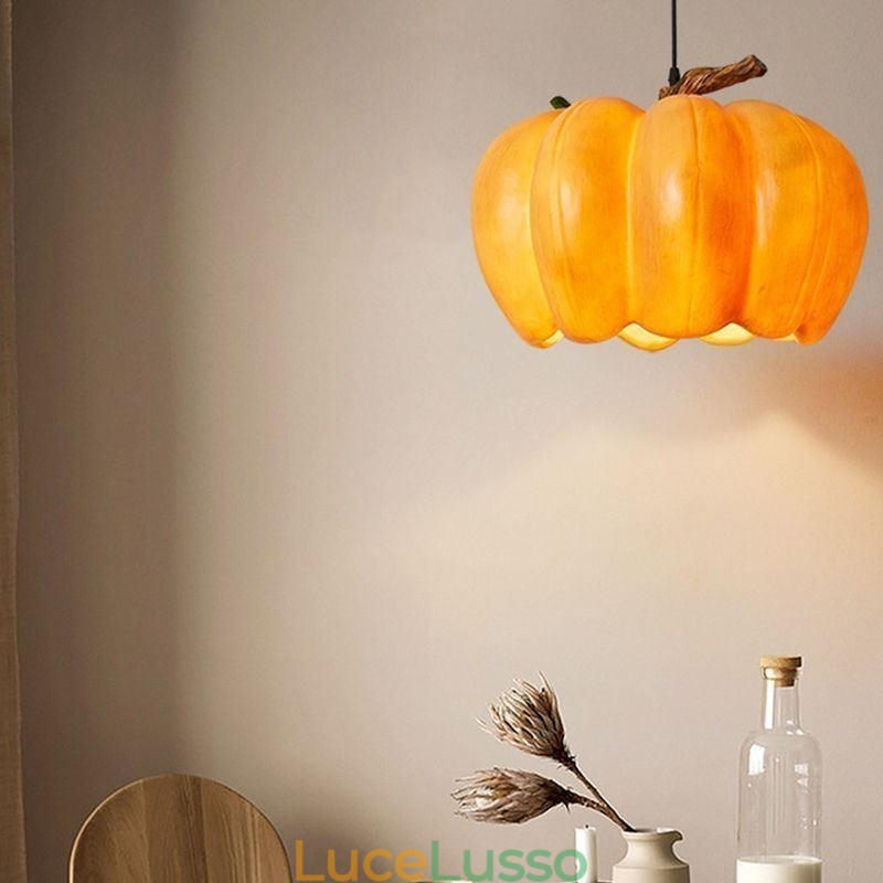 Lampada a sospensione giapponese retrò a forma di zucca, luci da soffitto creative