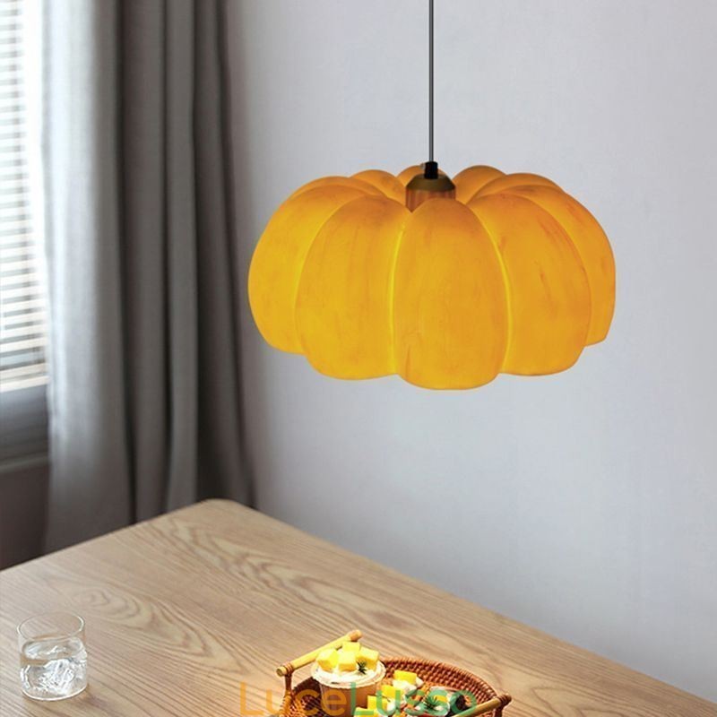 Lampada a sospensione a forma di zucca con testa singola, lampada da soffitto retrò giapponese