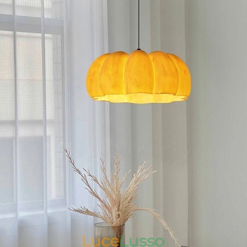 Lampada a sospensione a forma di zucca con testa singola, lampada da soffitto retrò giapponese