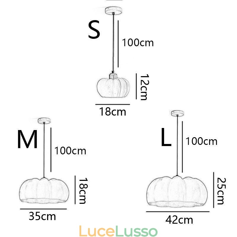 Lampada a sospensione a forma di zucca con testa singola, lampada da soffitto retrò giapponese
