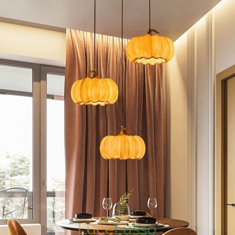 Lampada a sospensione creativa a forma di zucca, lampada da soffitto retrò giapponese