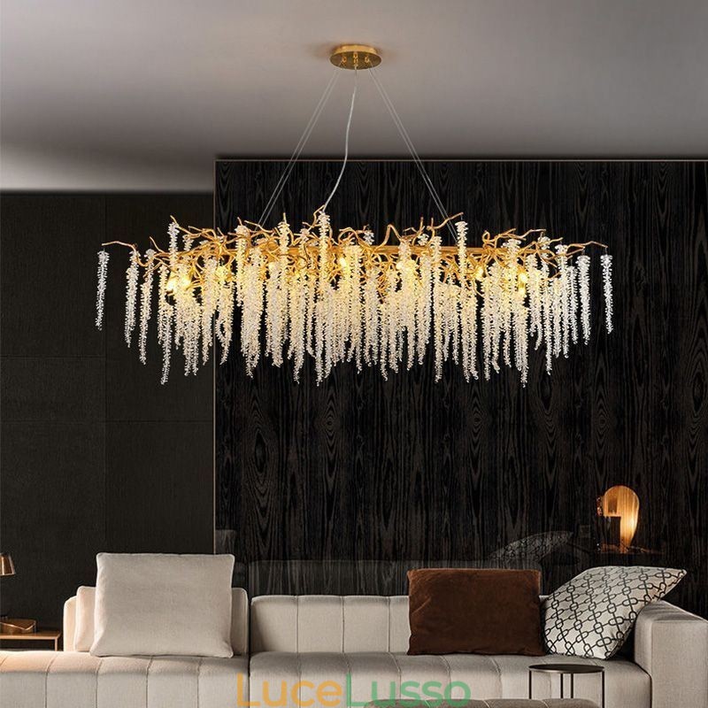 Lampada a sospensione nordica Golden Branch G9 Lampadario in vetro