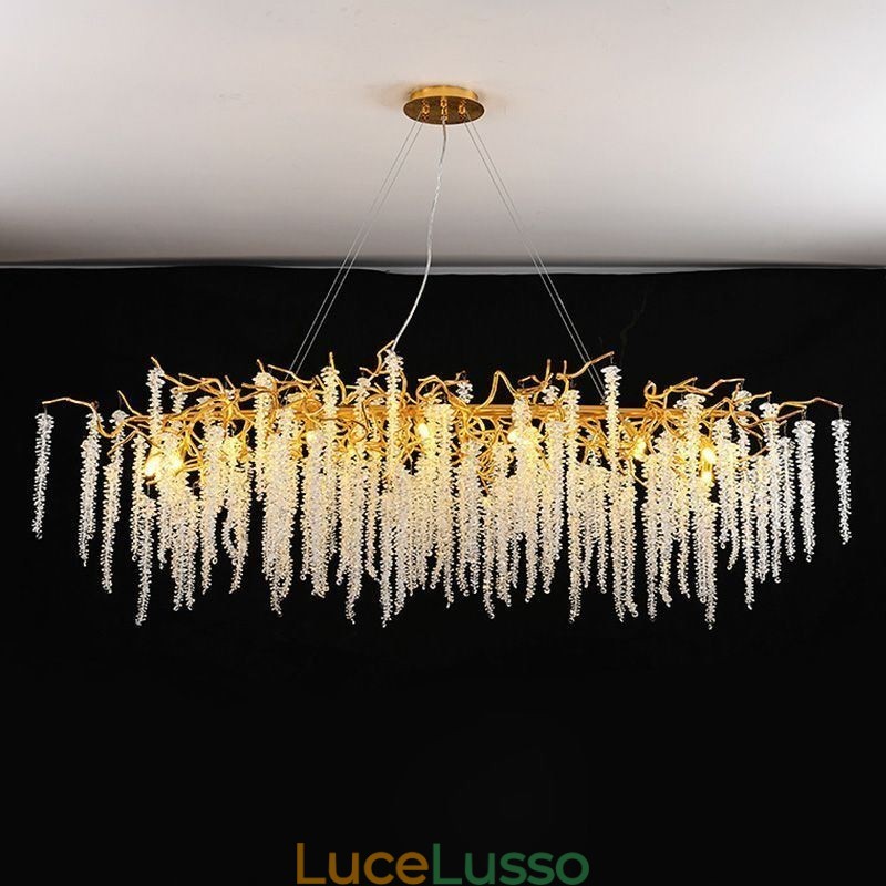 Lampada a sospensione nordica Golden Branch G9 Lampadario in vetro
