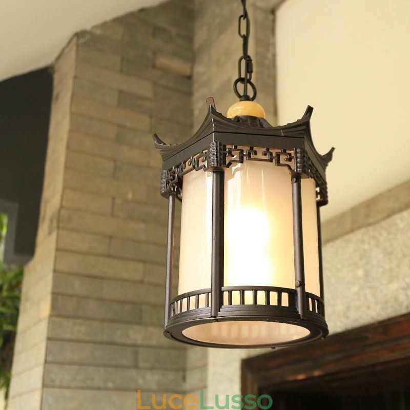 Lampada a sospensione cinese per gazebo esagonale impermeabile all'aperto