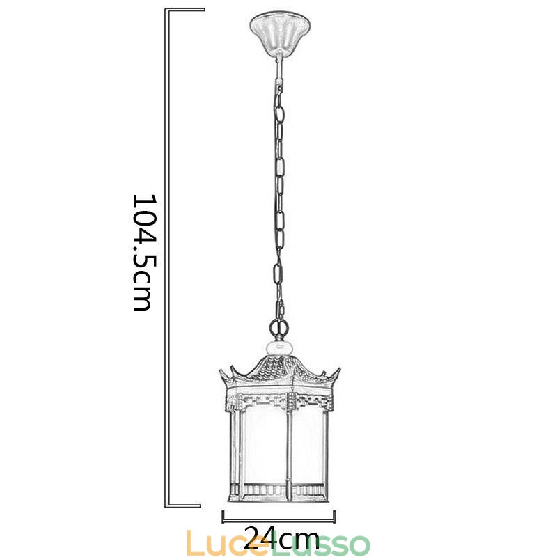 Lampada a sospensione cinese per gazebo esagonale impermeabile all'aperto