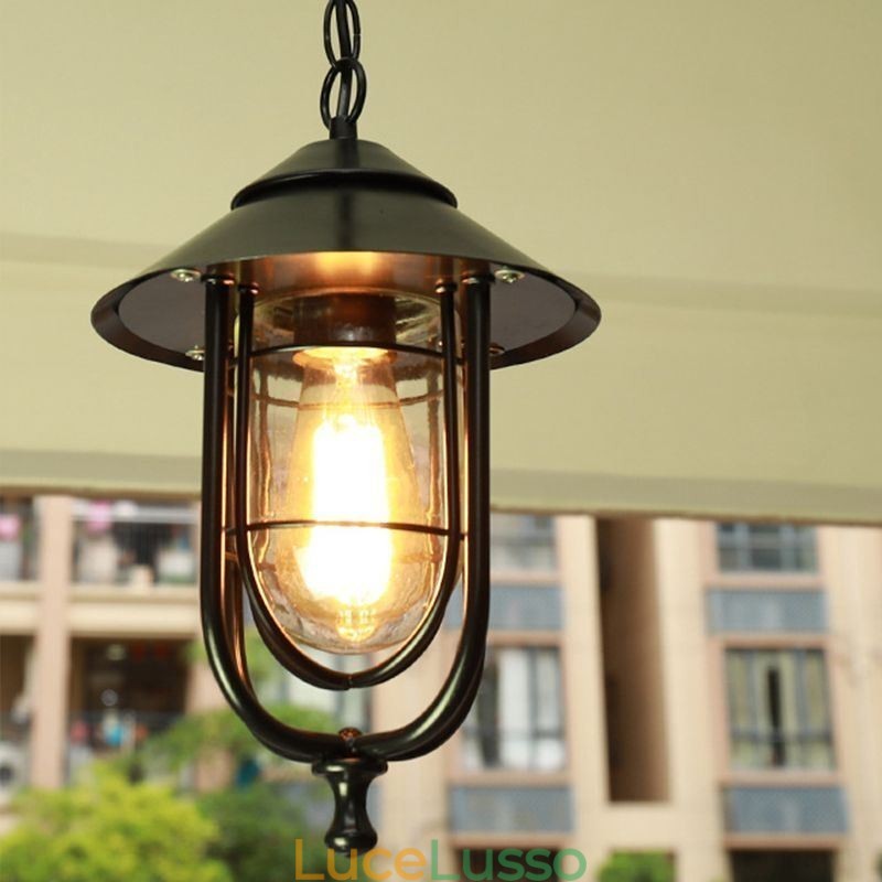 American Retro Outdoor Light Impermeabile Gabbia per Uccelli Forma Pendente Luce Giardino