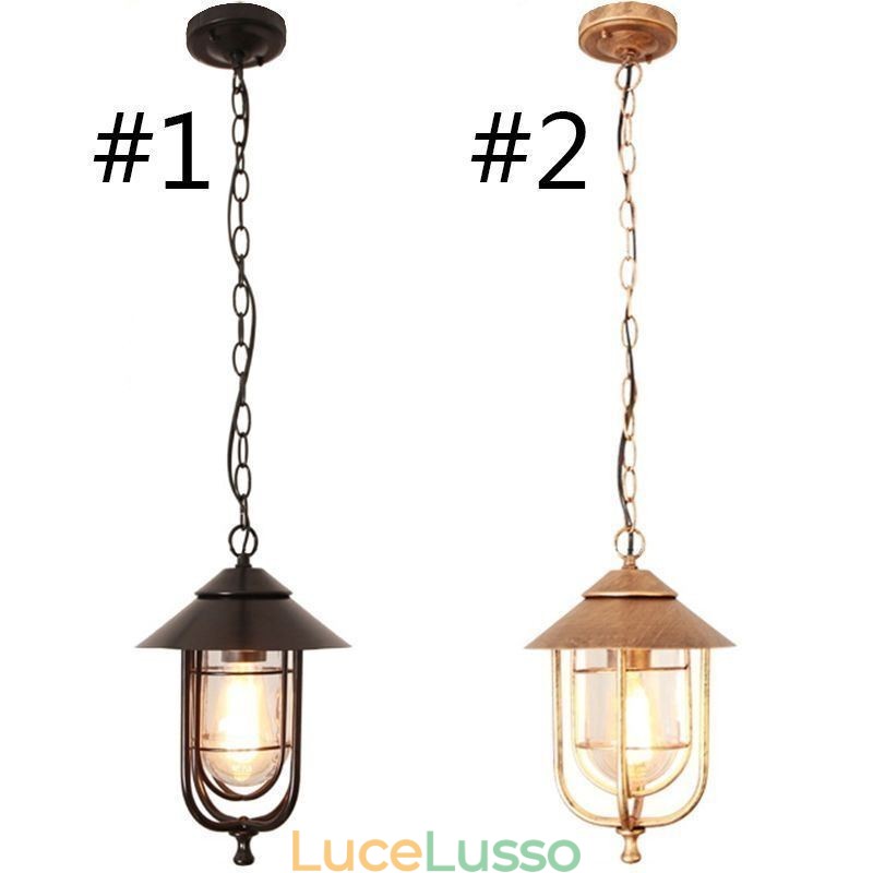 American Retro Outdoor Light Impermeabile Gabbia per Uccelli Forma Pendente Luce Giardino