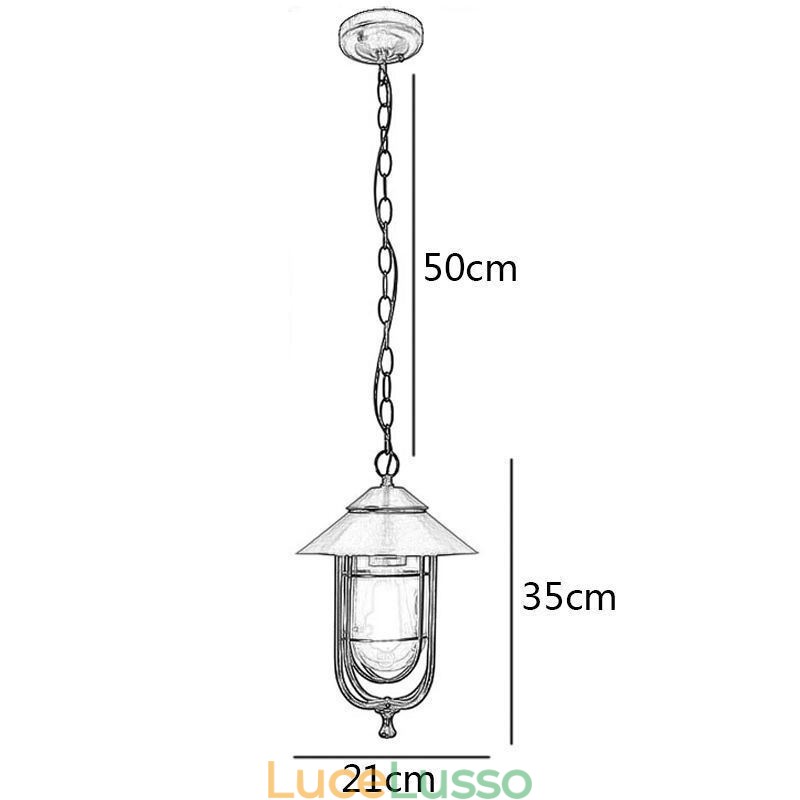 American Retro Outdoor Light Impermeabile Gabbia per Uccelli Forma Pendente Luce Giardino