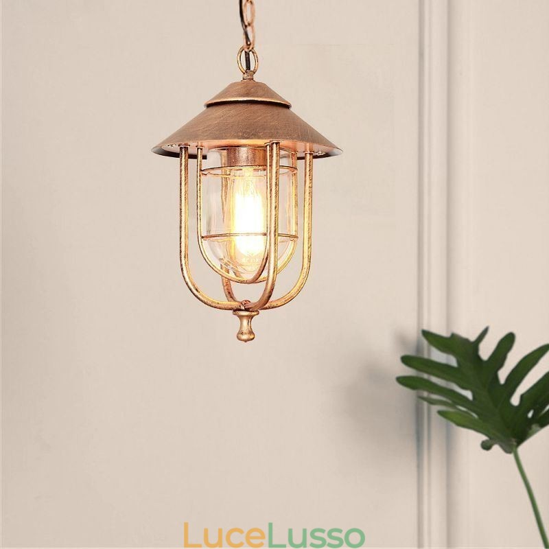 American Retro Outdoor Light Impermeabile Gabbia per Uccelli Forma Pendente Luce Giardino