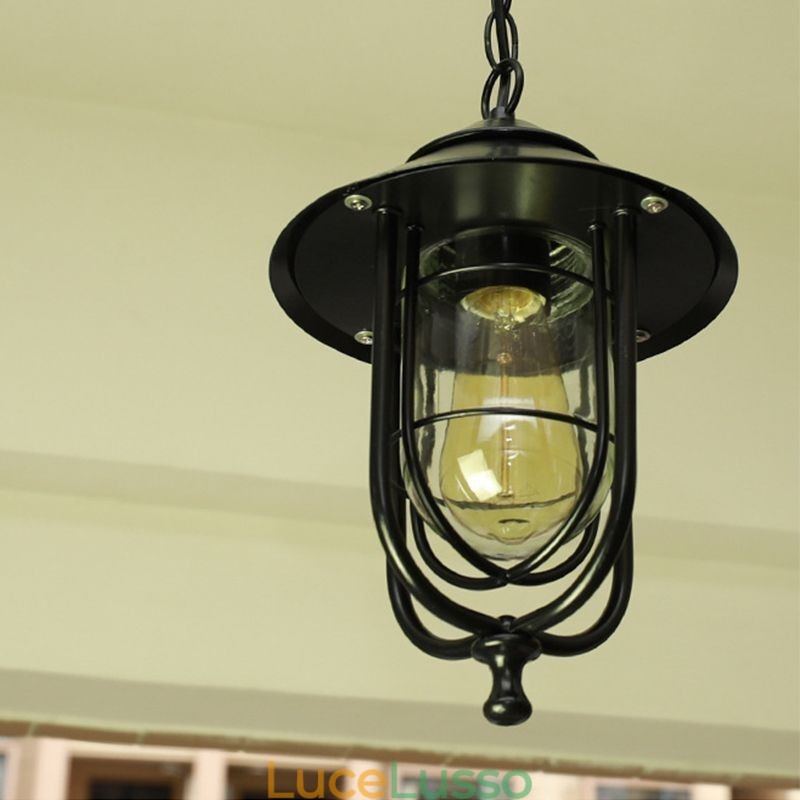 American Retro Outdoor Light Impermeabile Gabbia per Uccelli Forma Pendente Luce Giardino