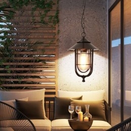 American Retro Outdoor Light Impermeabile Gabbia per Uccelli Forma Pendente Luce Giardino