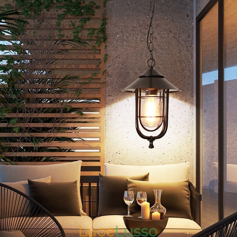 American Retro Outdoor Light Impermeabile Gabbia per Uccelli Forma Pendente Luce Giardino