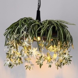 Lampada a sospensione per la casa Lampadario decorato con pianta artificiale in stile industriale