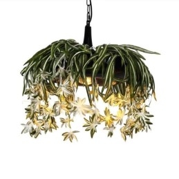 Lampada a sospensione per la casa Lampadario decorato con pianta artificiale in stile industriale