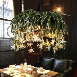 Lampada a sospensione per la casa Lampadario decorato con pianta artificiale in stile industriale