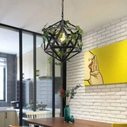 Lampada a sospensione vintage industriale in gabbia di ferro