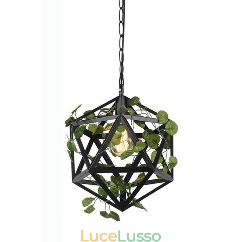 Lampada a sospensione vintage industriale in gabbia di ferro