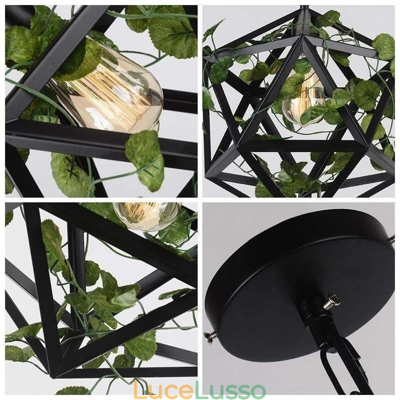 Lampada a sospensione vintage industriale in gabbia di ferro