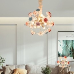 Lampadario decorativo moderno a forma di fiore in cristallo
