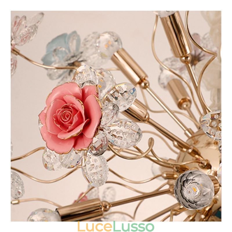 Lampadario decorativo moderno a forma di fiore in cristallo