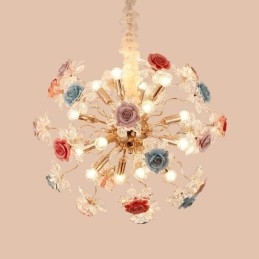 Lampadario decorativo moderno a forma di fiore in cristallo