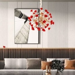 Lampadario di lusso in ceramica con fiore rosso