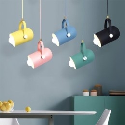 Lampada a sospensione a testa singola Macaron a forma di ciondolo colorato nordico