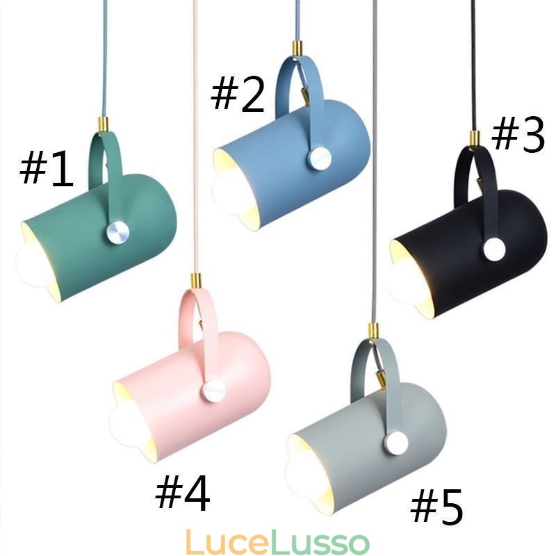 Lampada a sospensione a testa singola Macaron a forma di ciondolo colorato nordico
