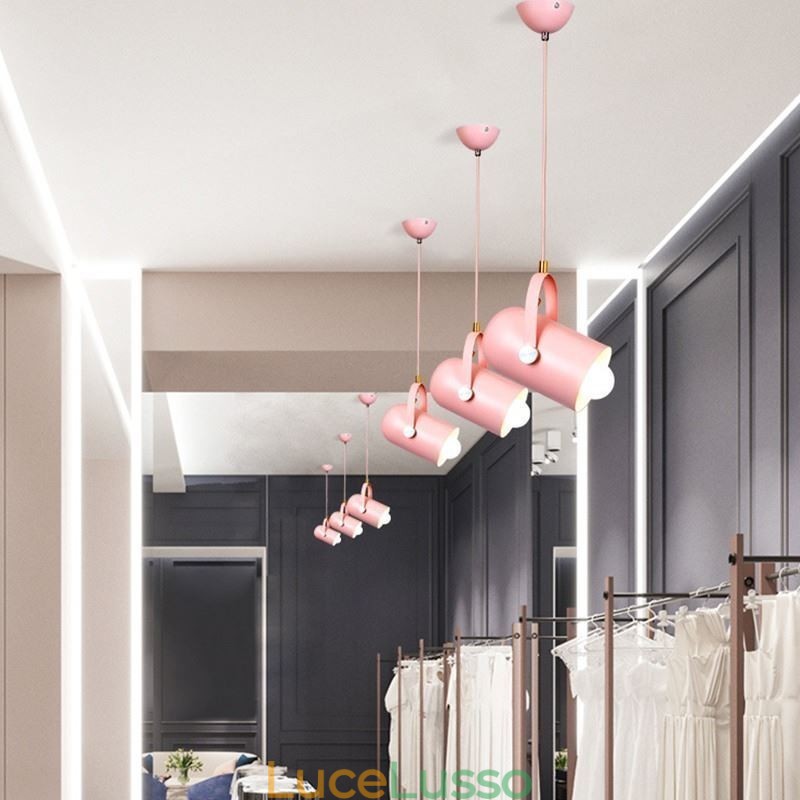 Lampada a sospensione a testa singola Macaron a forma di ciondolo colorato nordico