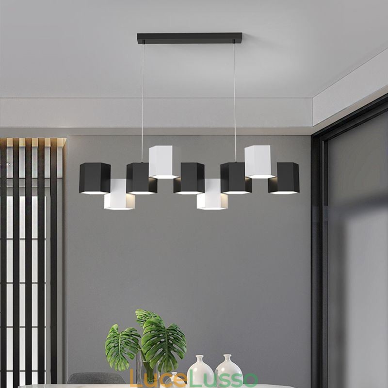 Lampada a sospensione esagonale moderna, combinazione creativa