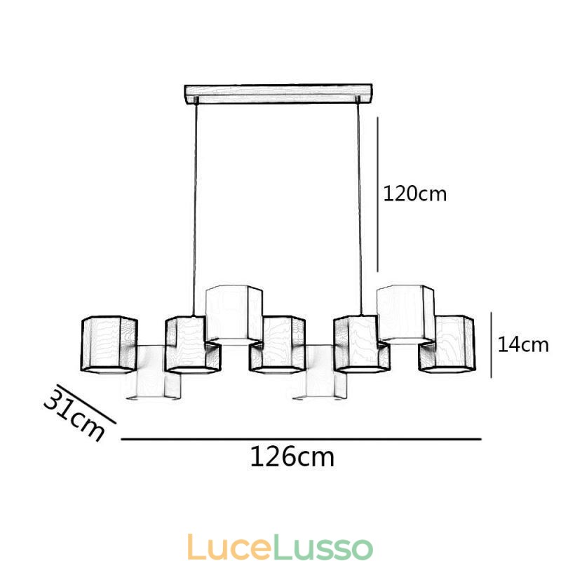 Lampada a sospensione esagonale moderna, combinazione creativa