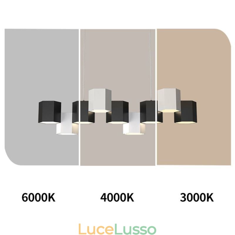 Lampada a sospensione esagonale moderna, combinazione creativa